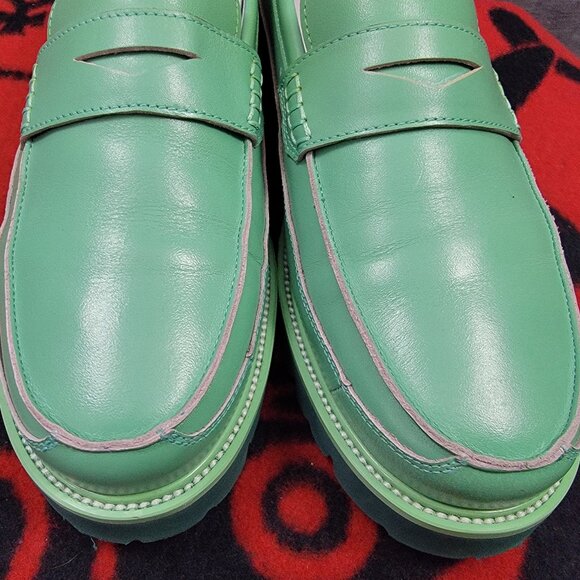 Men's Marc Nolan Adler Green Ombré Patent Leather Penny Loafers Size 8 - Picture 9 of 9